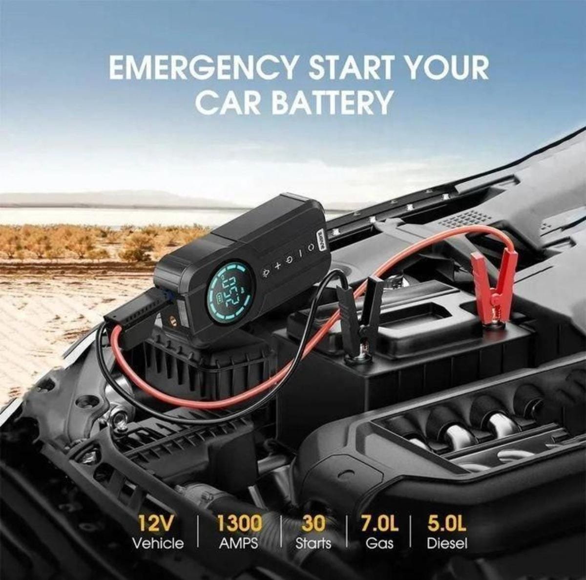 جهاز تشغيل السيارة + مضخة هواء